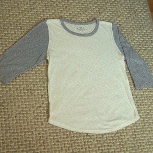 J Crew Women's 3/4 Sleeve Baseball Tee Shirt Sz S